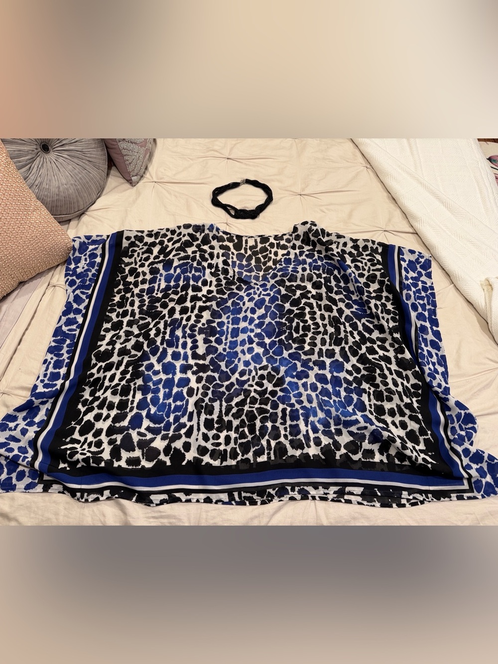 Blue & Black Animal Print Scarf